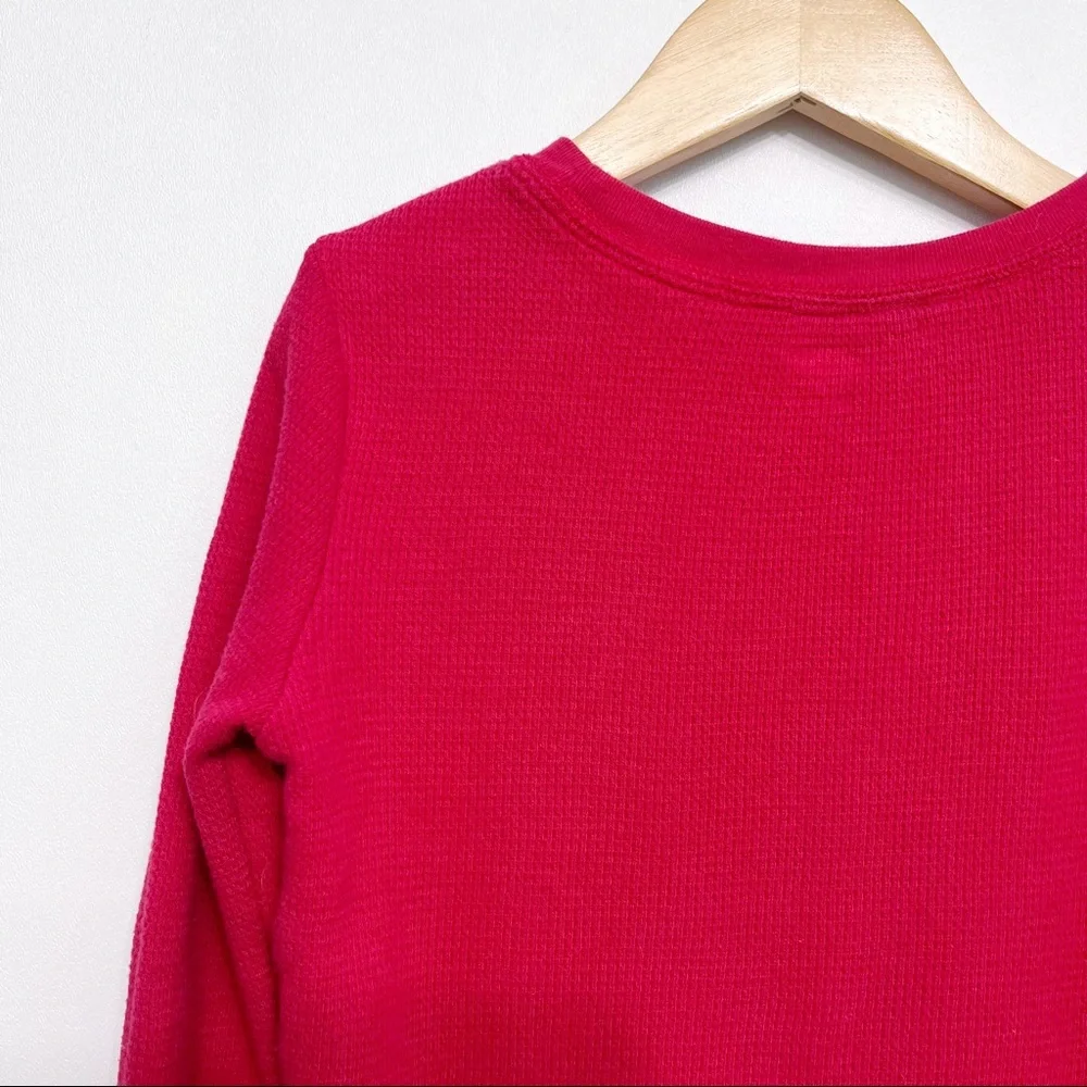 old navy | happy camper waffle knit thermal raglan tee red 5t